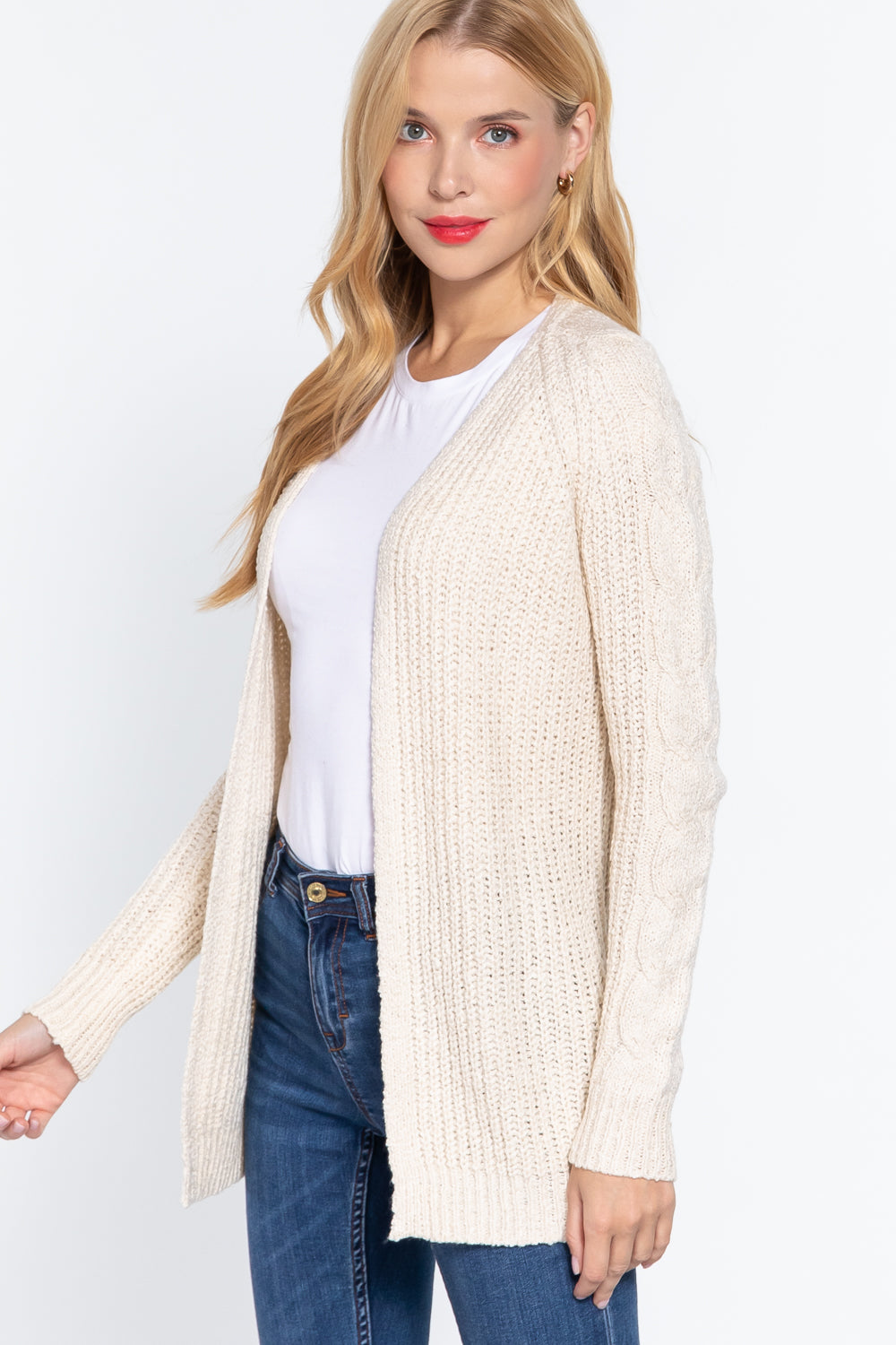 Long Slv Open Front Sweater Cardigan - LOLA LUXE