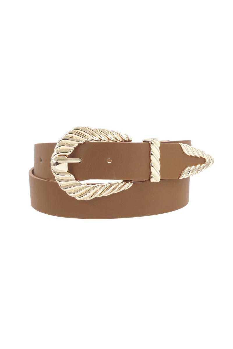 Shrimp Tectured Buckle Belt - LOLA LUXE