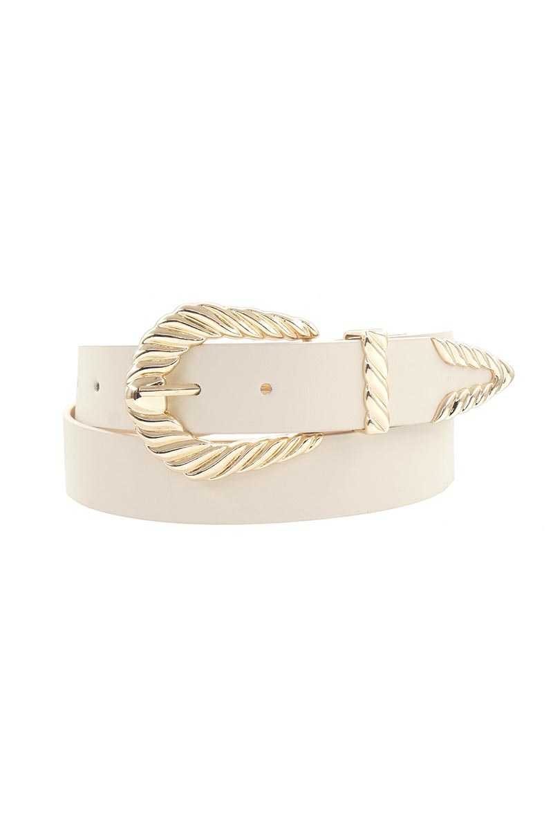 Shrimp Tectured Buckle Belt - LOLA LUXE