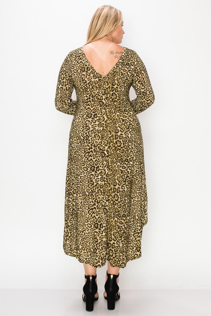 Cheetah Print Dress Featuring A Round Neck - LOLA LUXE