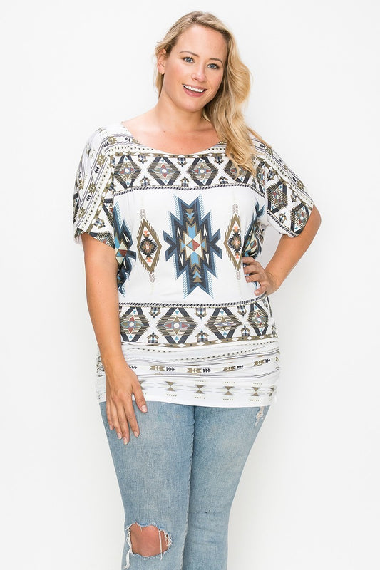 Geometric-tribal Sublimation Print Top - LOLA LUXE