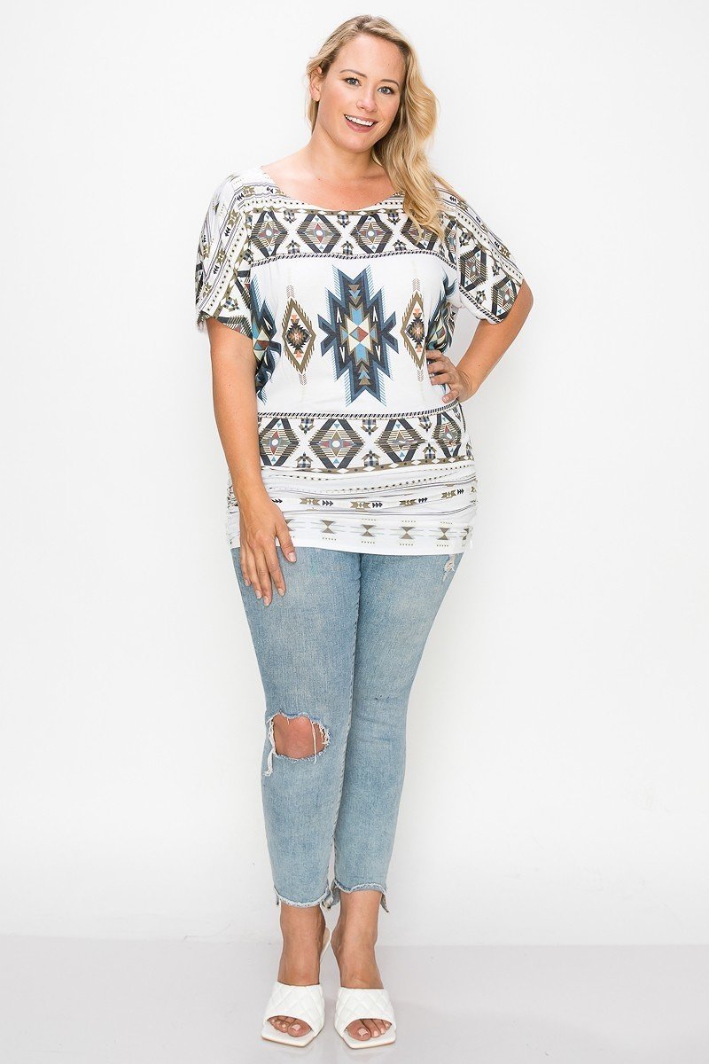 Geometric-tribal Sublimation Print Top - LOLA LUXE