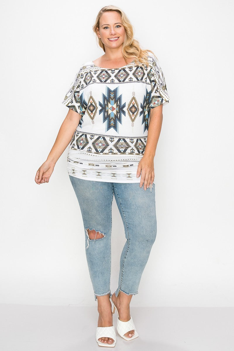 Geometric-tribal Sublimation Print Top - LOLA LUXE