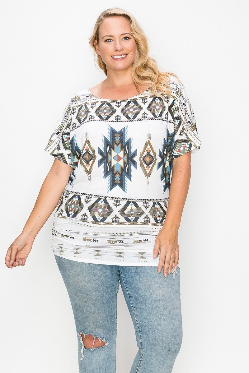 Geometric-tribal Sublimation Print Top - LOLA LUXE