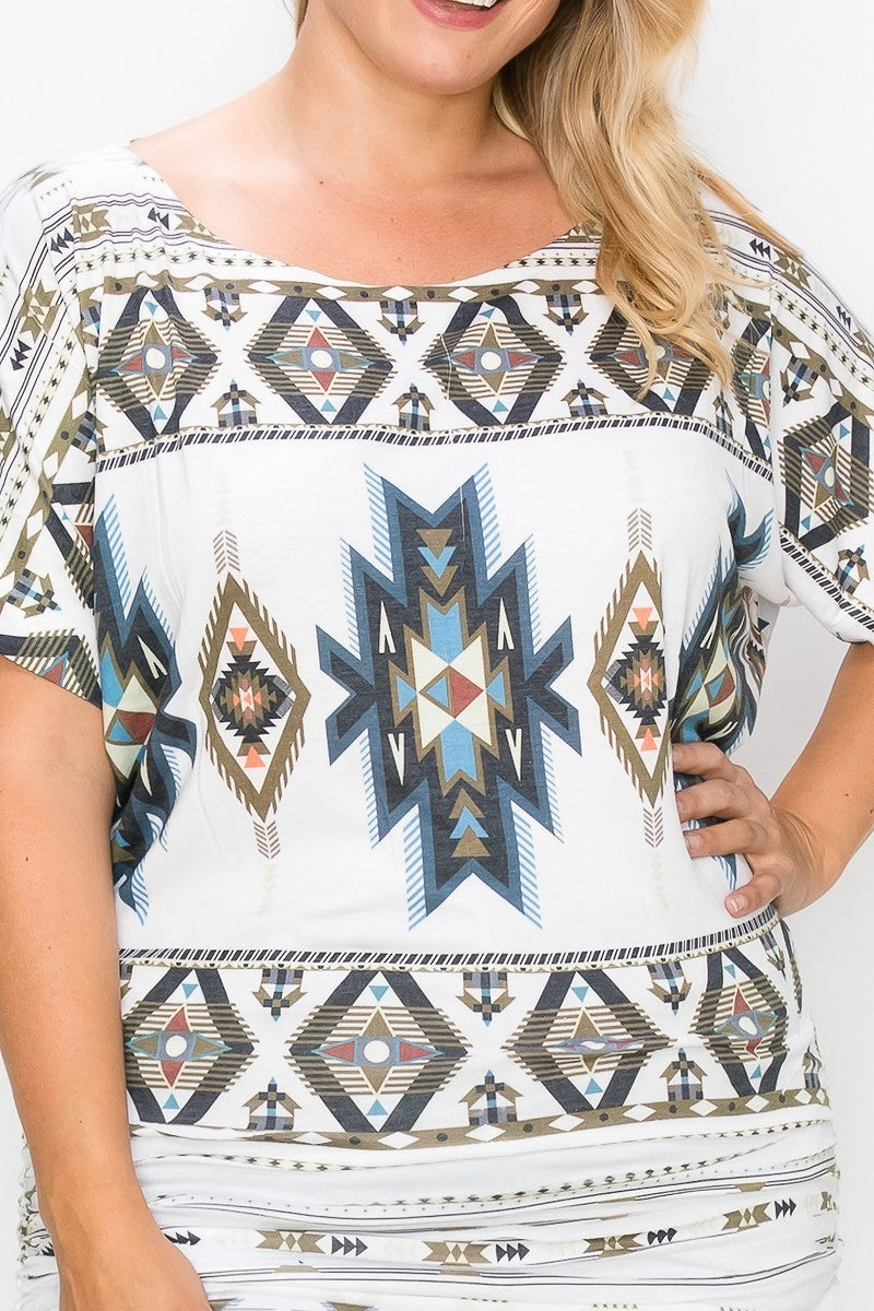 Geometric-tribal Sublimation Print Top - LOLA LUXE