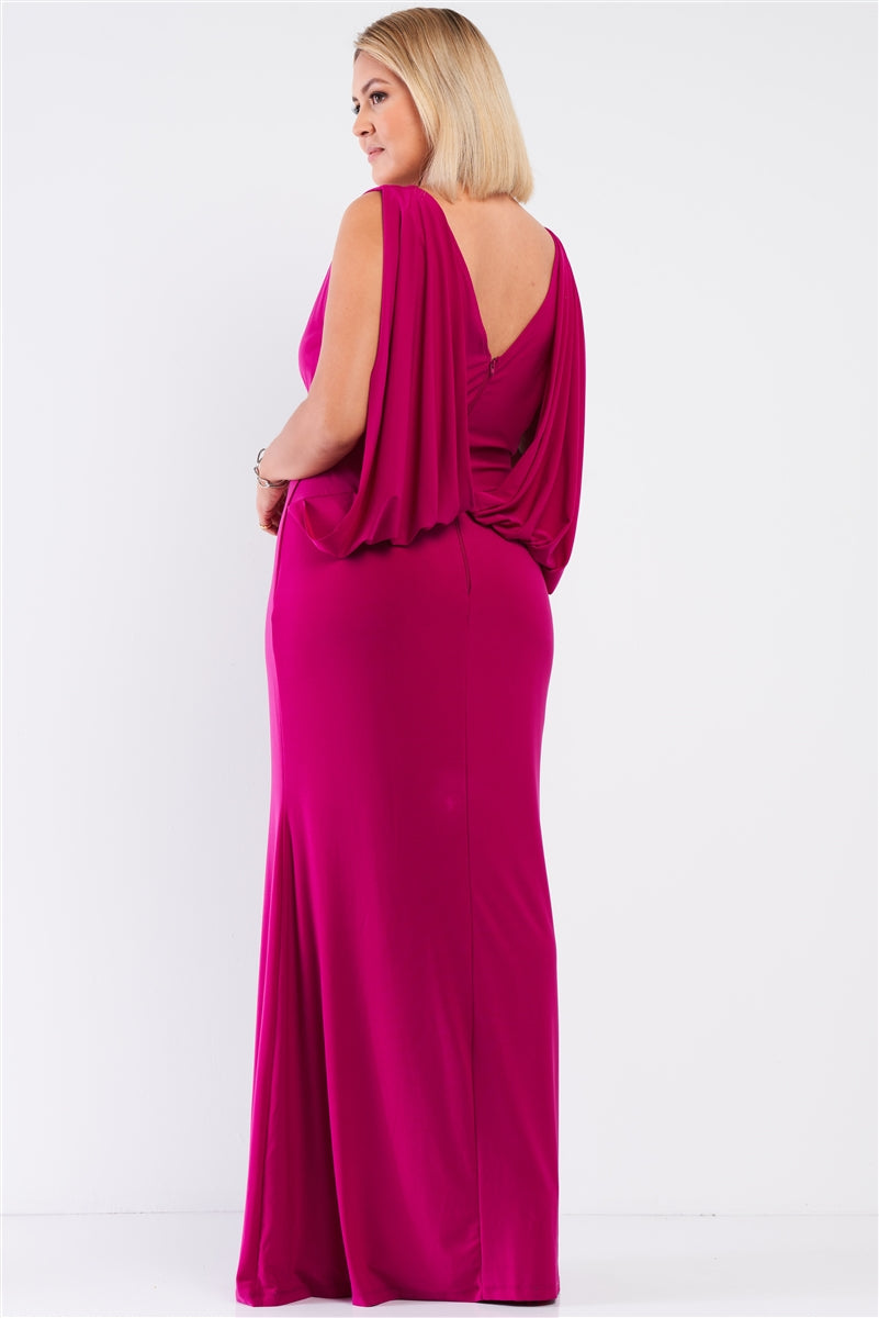 Plus Draped Back V-neck Sleeveless Maxi Dress - LOLA LUXE