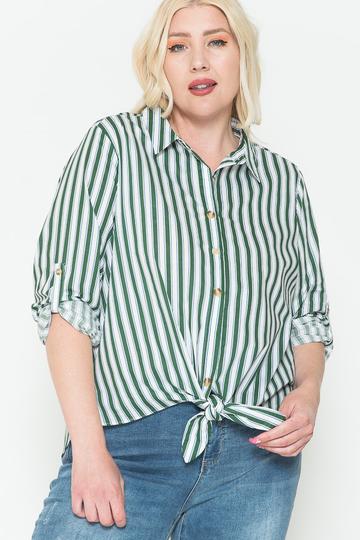 Multi Stripe Side Slit Cotton Shirt - LOLA LUXE