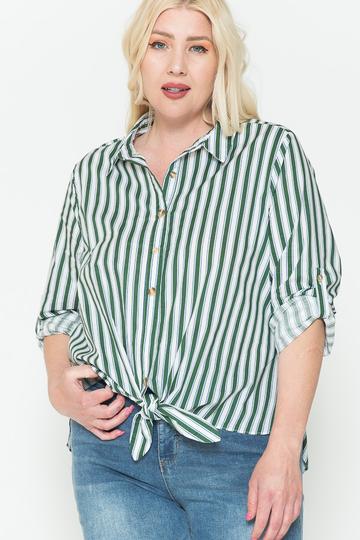 Multi Stripe Side Slit Cotton Shirt - LOLA LUXE