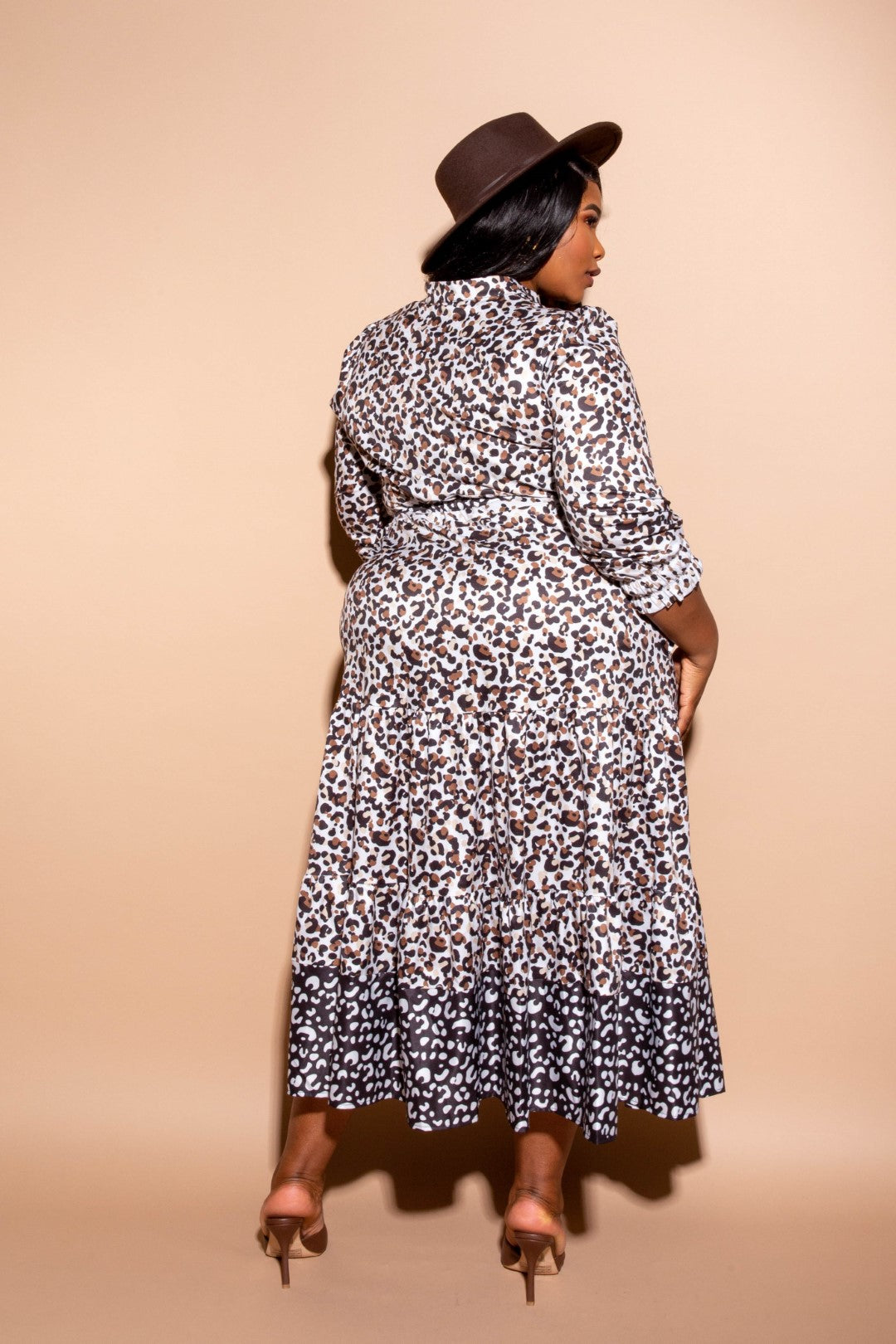 Contrast Animal Print Shirt Dress - LOLA LUXE