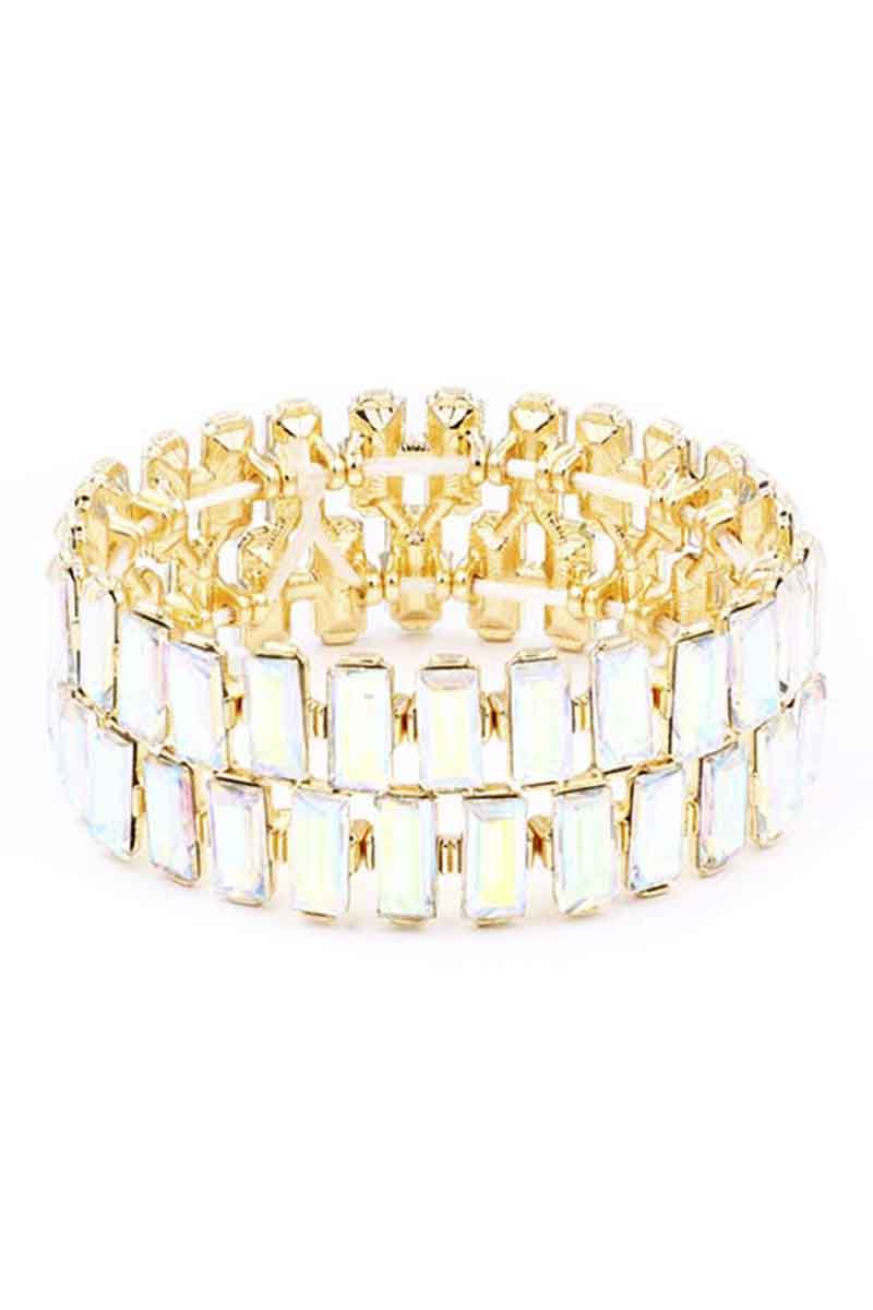 Rectangle Rhinestone Stretch Bracelet - lolaluxeshop