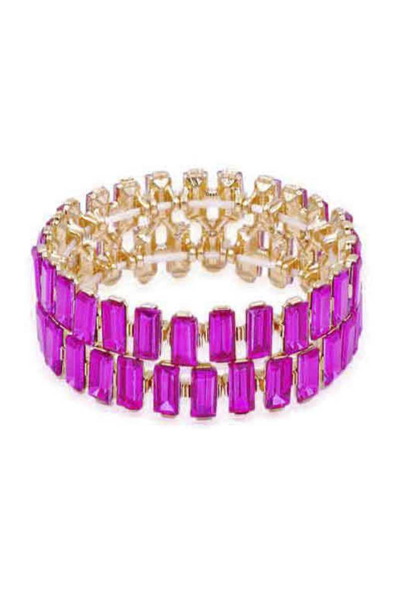 Rectangle Rhinestone Stretch Bracelet - lolaluxeshop