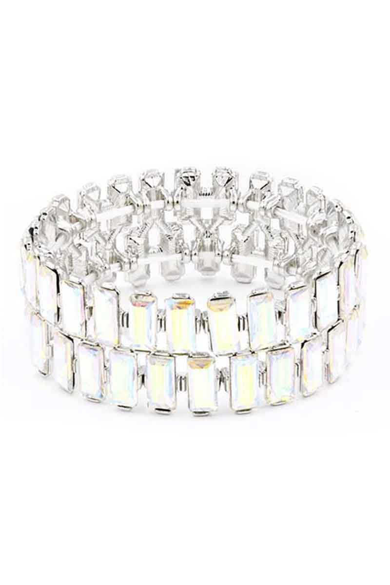 Rectangle Rhinestone Stretch Bracelet - lolaluxeshop