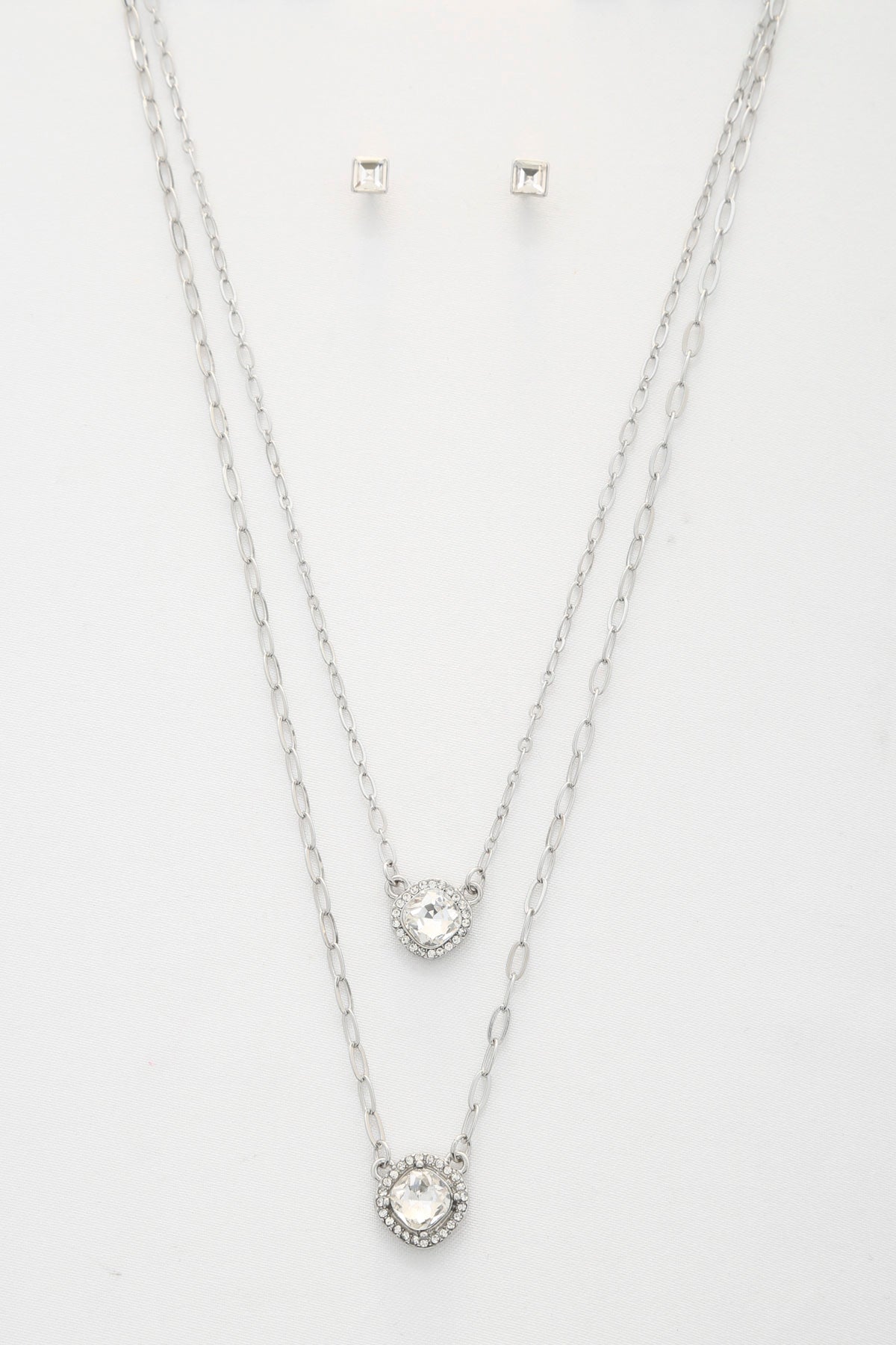 Double Crystal Metal Layered Necklace - lolaluxeshop