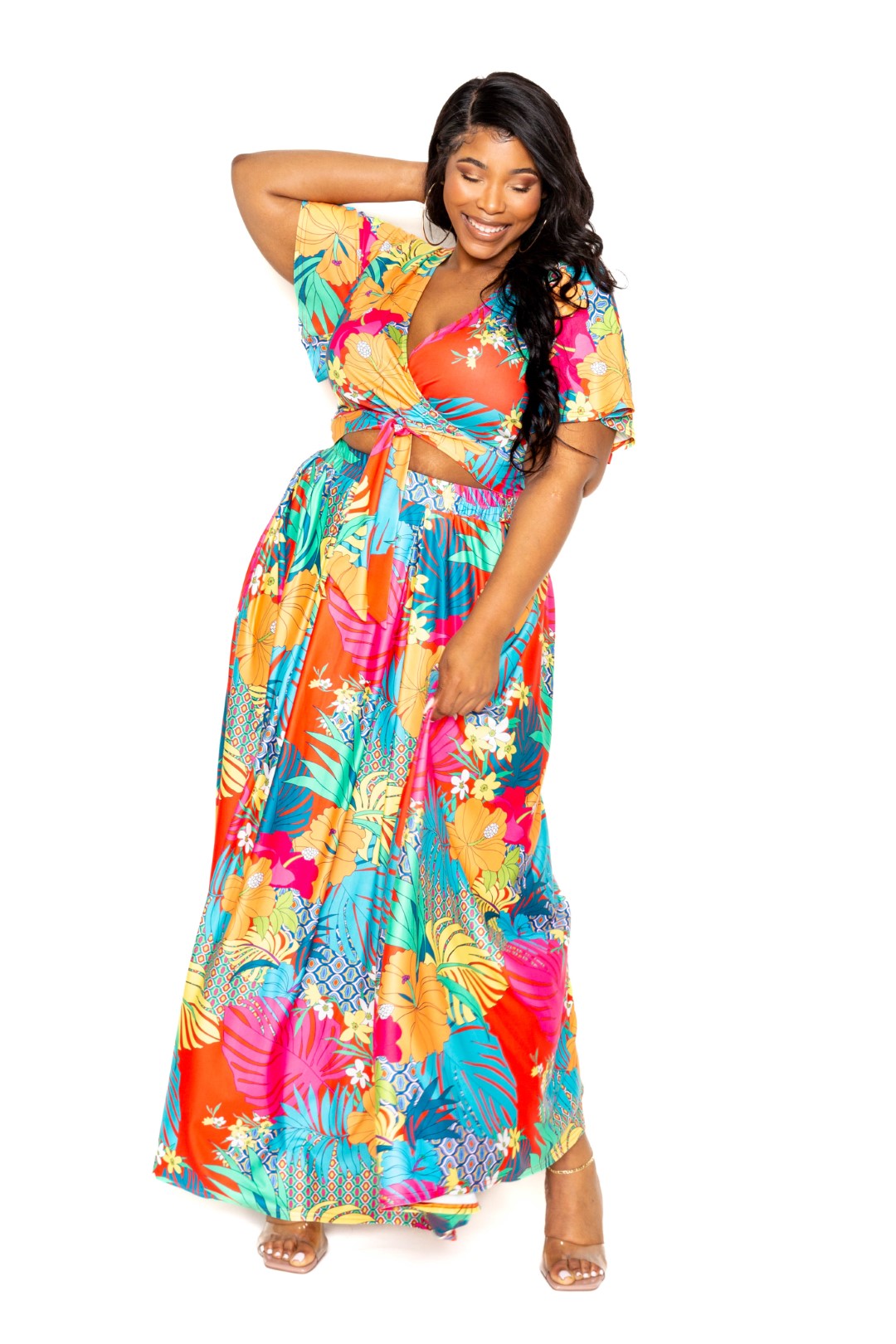 Tropical floral maxi skirt & top set - lolaluxeshop