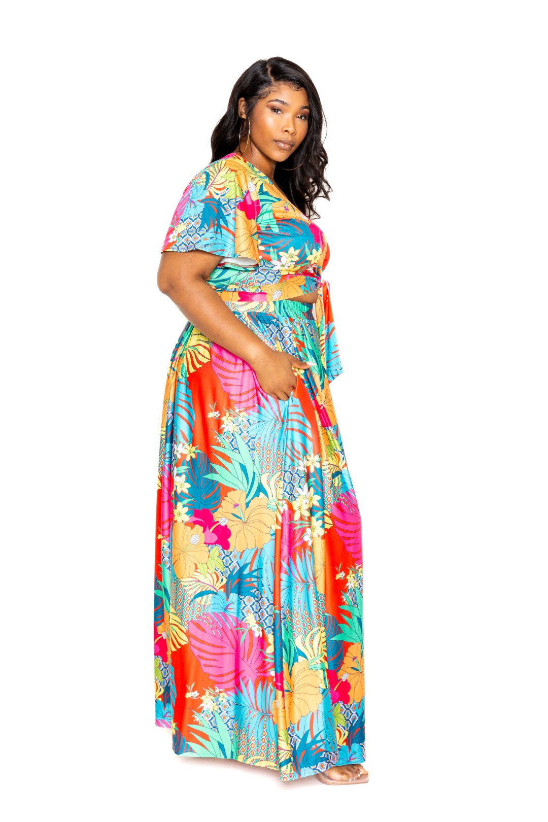 Tropical floral maxi skirt & top set - lolaluxeshop