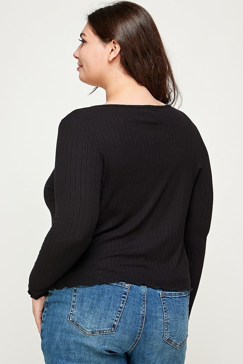 Solid Ribbed Pointelle Cardigan - lolaluxeshop