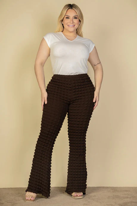 Plus Size Bubble Fabric Flare Pants - lolaluxeshop