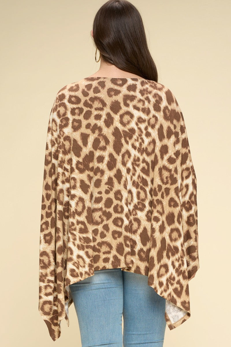 Animal Printed Rayon Span Poncho - lolaluxeshop