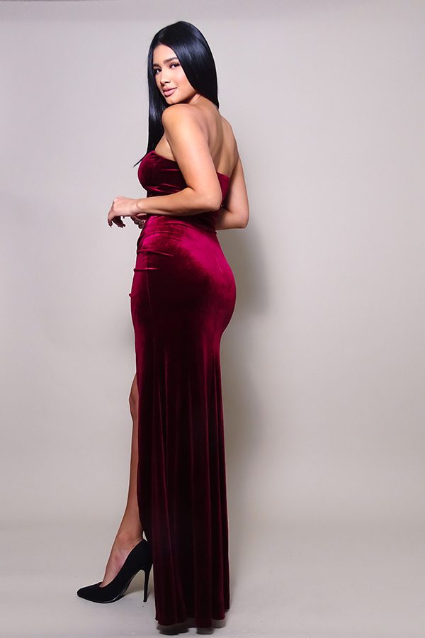 Strapless Sweetheart Maxi Velvet Dress - lolaluxeshop