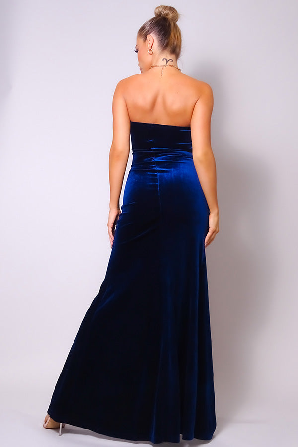 Strapless Sweetheart Maxi Velvet Dress - lolaluxeshop