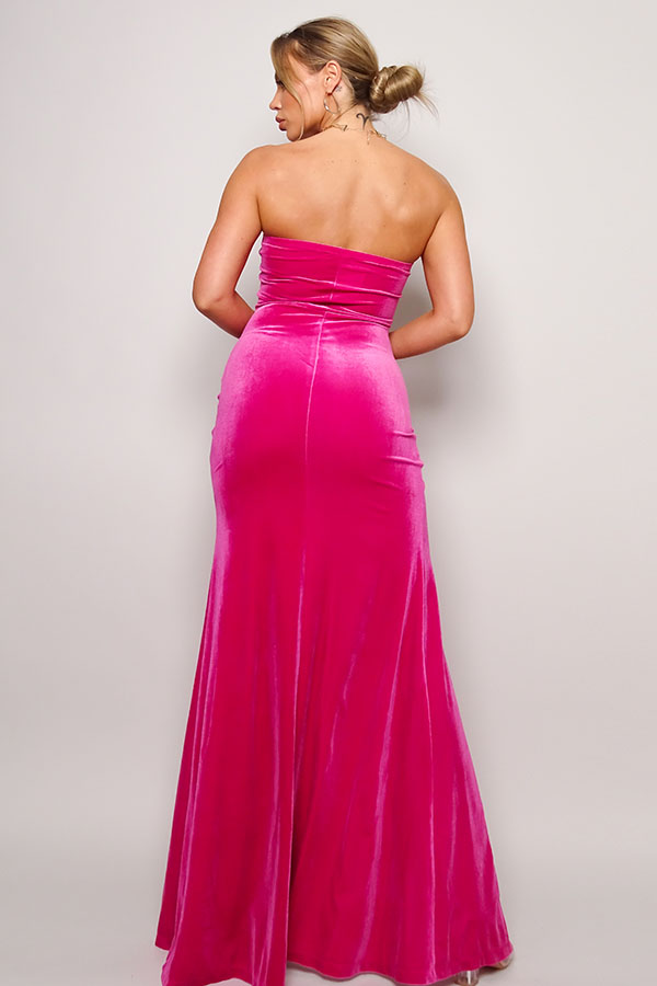 Strapless Sweetheart Maxi Velvet Dress - lolaluxeshop