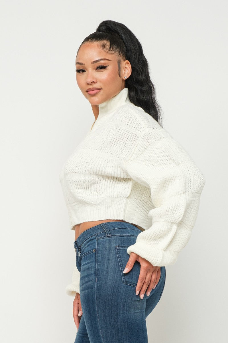 Michelin Sweater Top W/ Front Zipper - lolaluxeshop