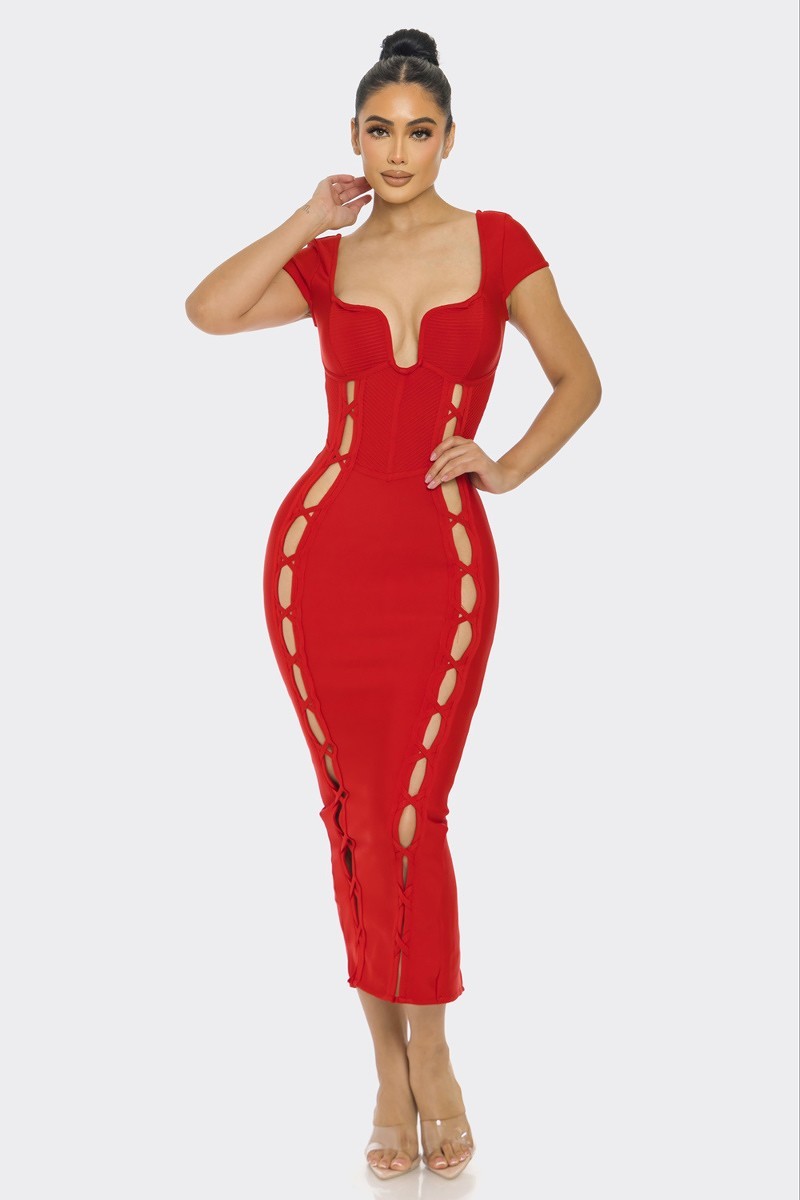 Bandage Midi Dress - lolaluxeshop