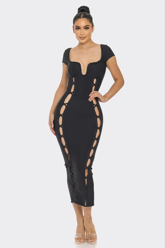 Bandage Midi Dress - lolaluxeshop