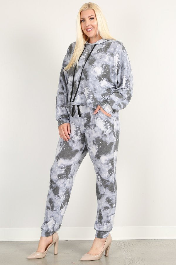 Tie Dye Print Pullover Hoodie And Sweatpants - lolaluxeshop