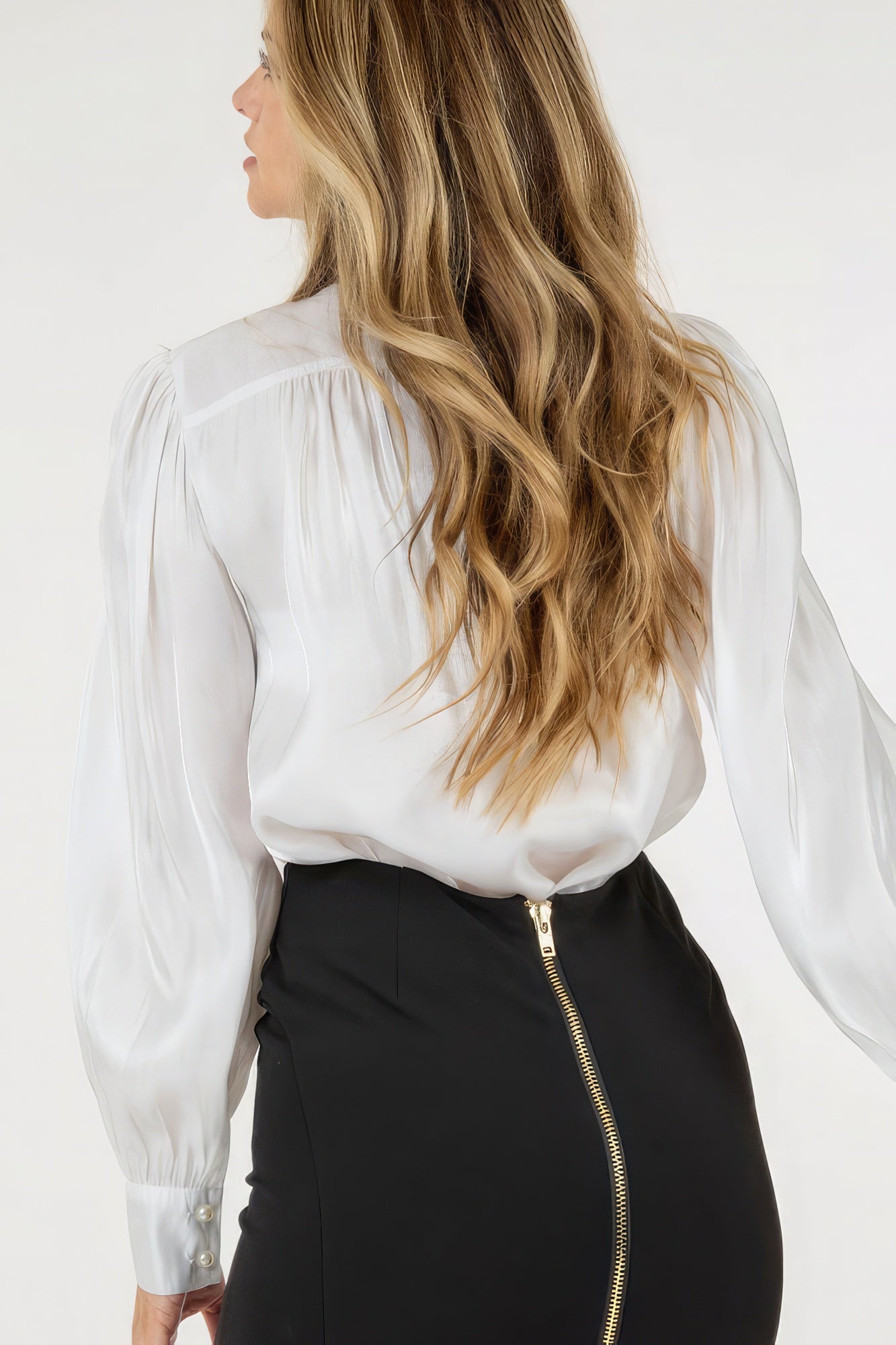 Insert Lace Trim Long Sleeve Blouse - lolaluxeshop