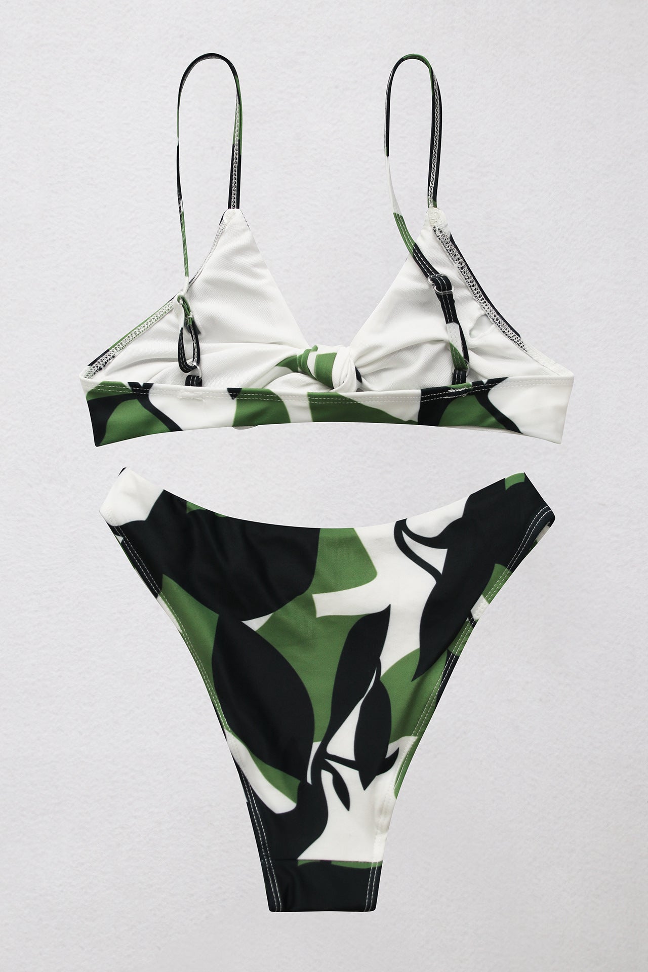 Printed Tie Front Spaghetti Strap Bikini Set - LOLA LUXE