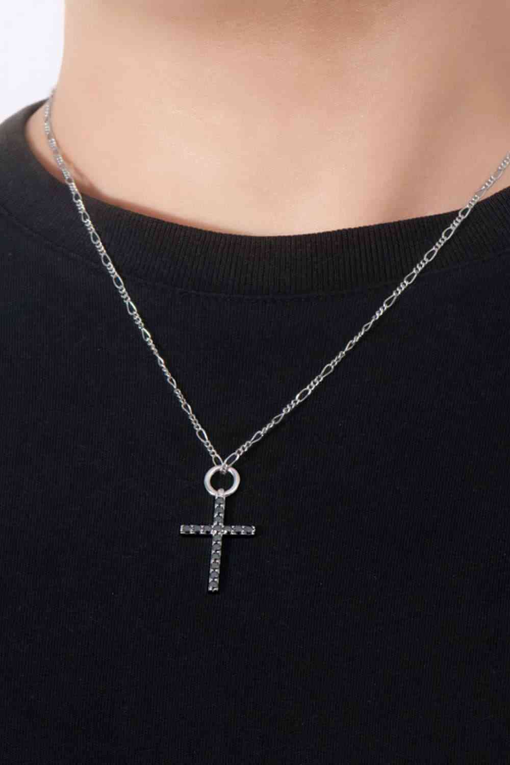 Moissanite Cross Pendant Platinum-Plated Necklace - lolaluxeshop