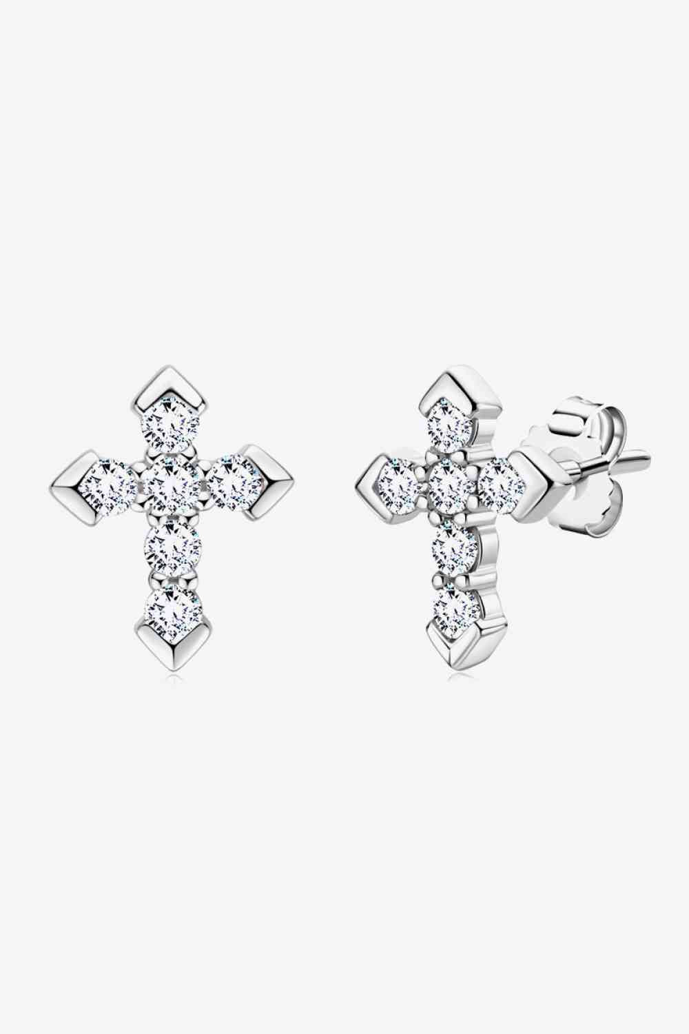 Moissanite Cross Stud Earrings - lolaluxeshop