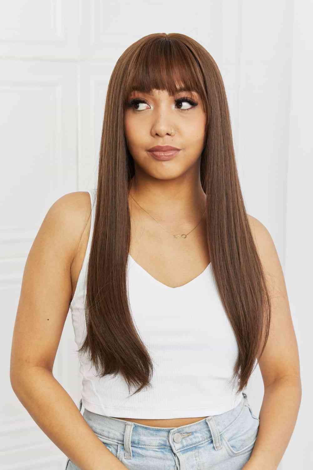 Full Machine Long Straight Synthetic Wigs 26'' - lolaluxeshop