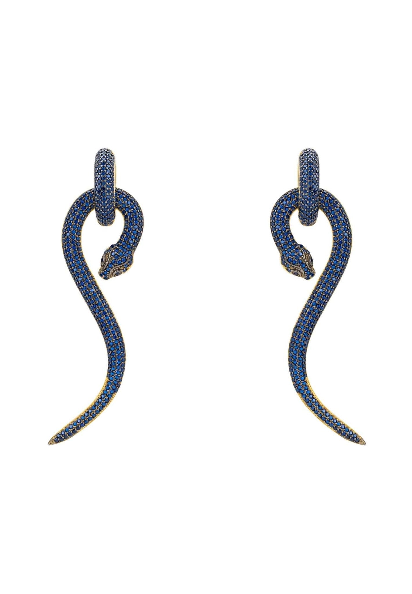 Anaconda Snake Drop Earrings Gold Sapphire - lolaluxeshop