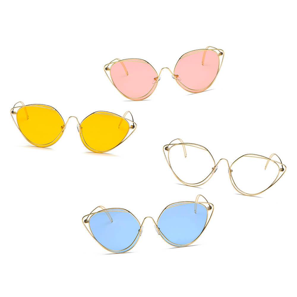 LISLE | Women Fashion Round Wire Art Cat Eye Sunglasses - lolaluxeshop