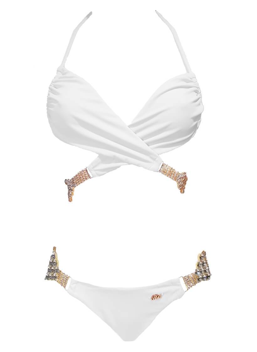 Gina Wrap Top & Skimpy Bottom - White - LOLA LUXE