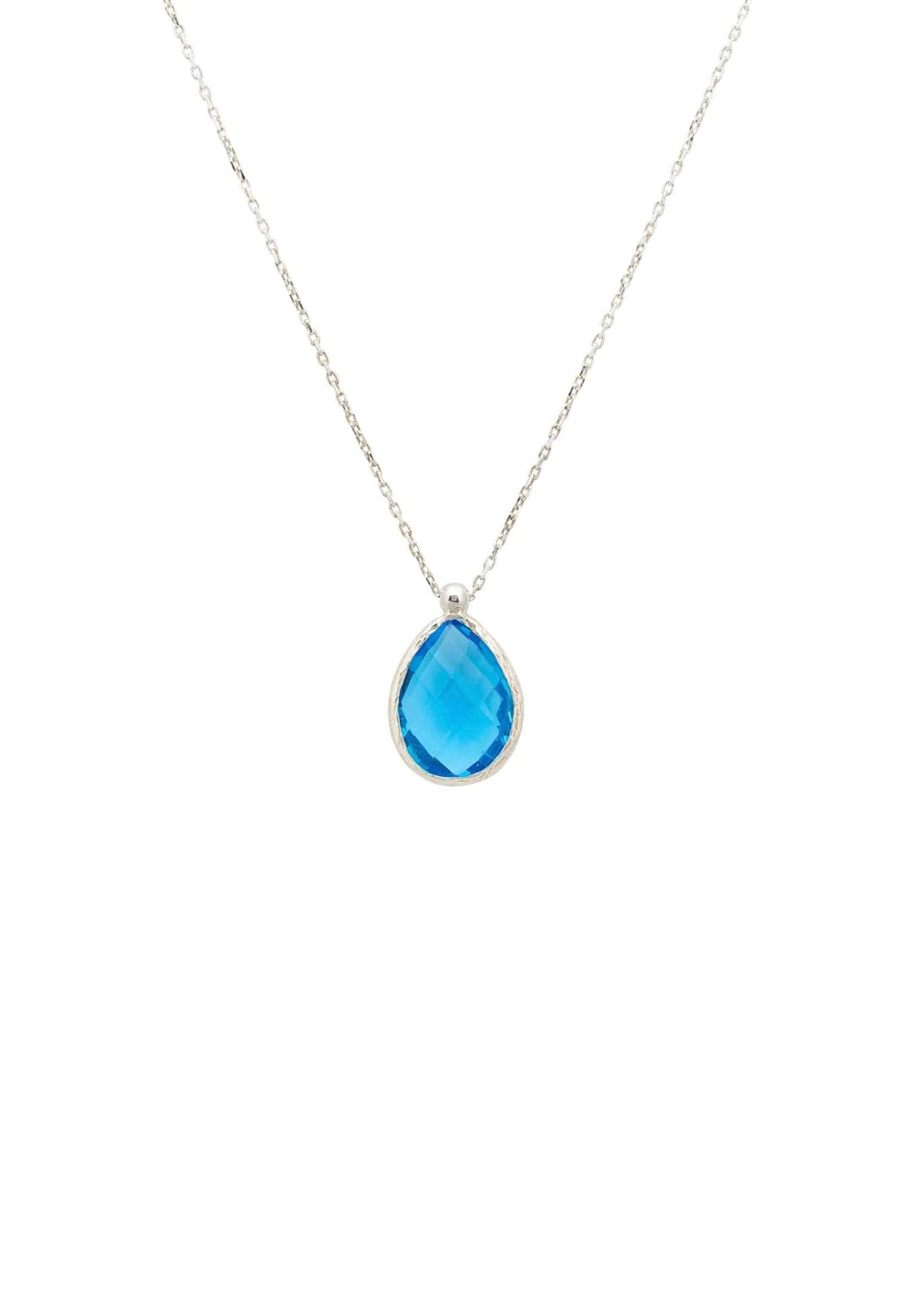 Petite Drop Necklace Silver Blue Topaz Hydro - lolaluxeshop