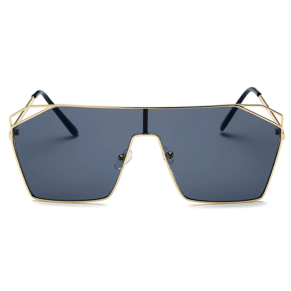 LAVAL | S2071 - Flat Top Metal Oversize Square Fashion Sunglasses - lolaluxeshop