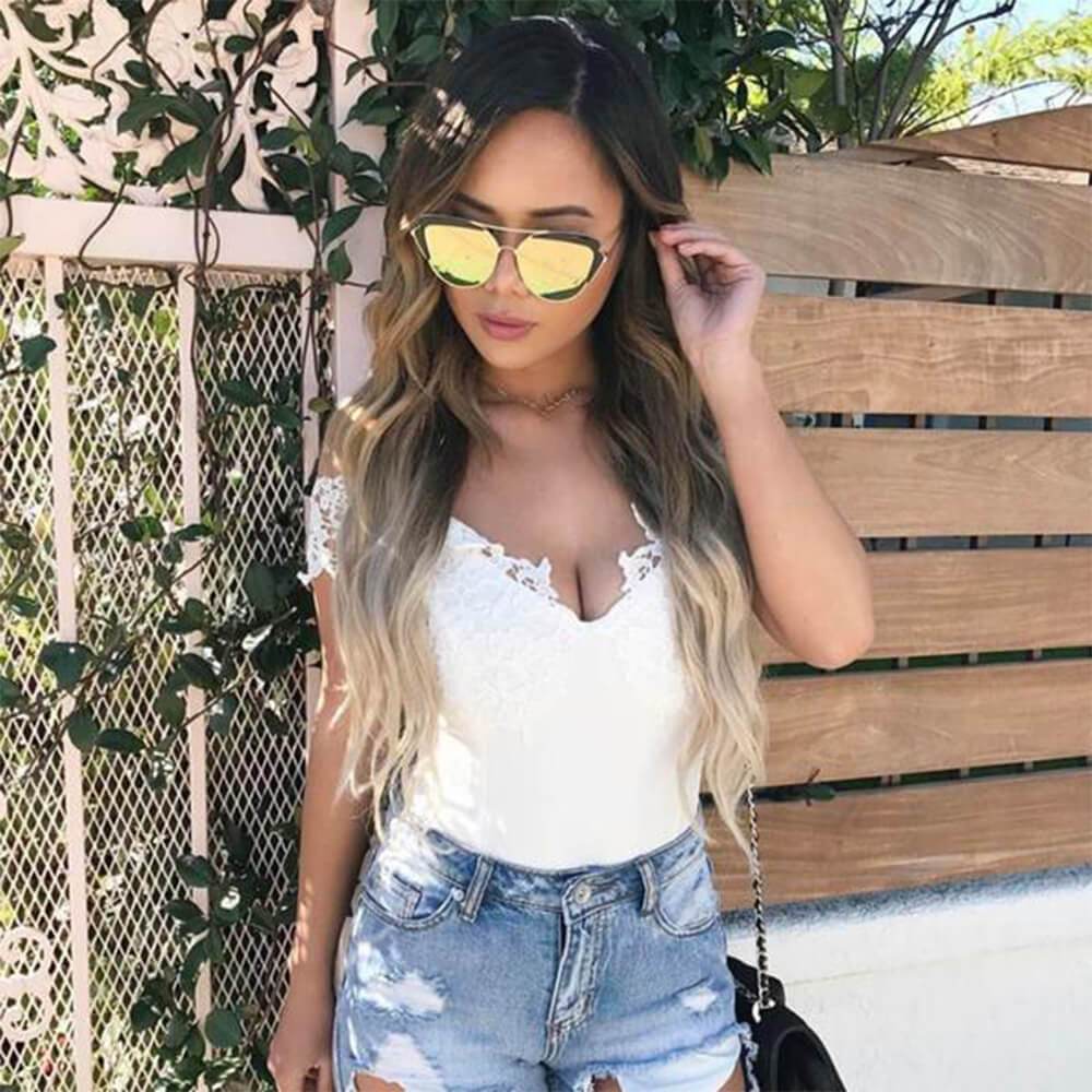 Galveston - Women's Brow Bar Mirrored Lens Cat Eye Sunglasses - lolaluxeshop