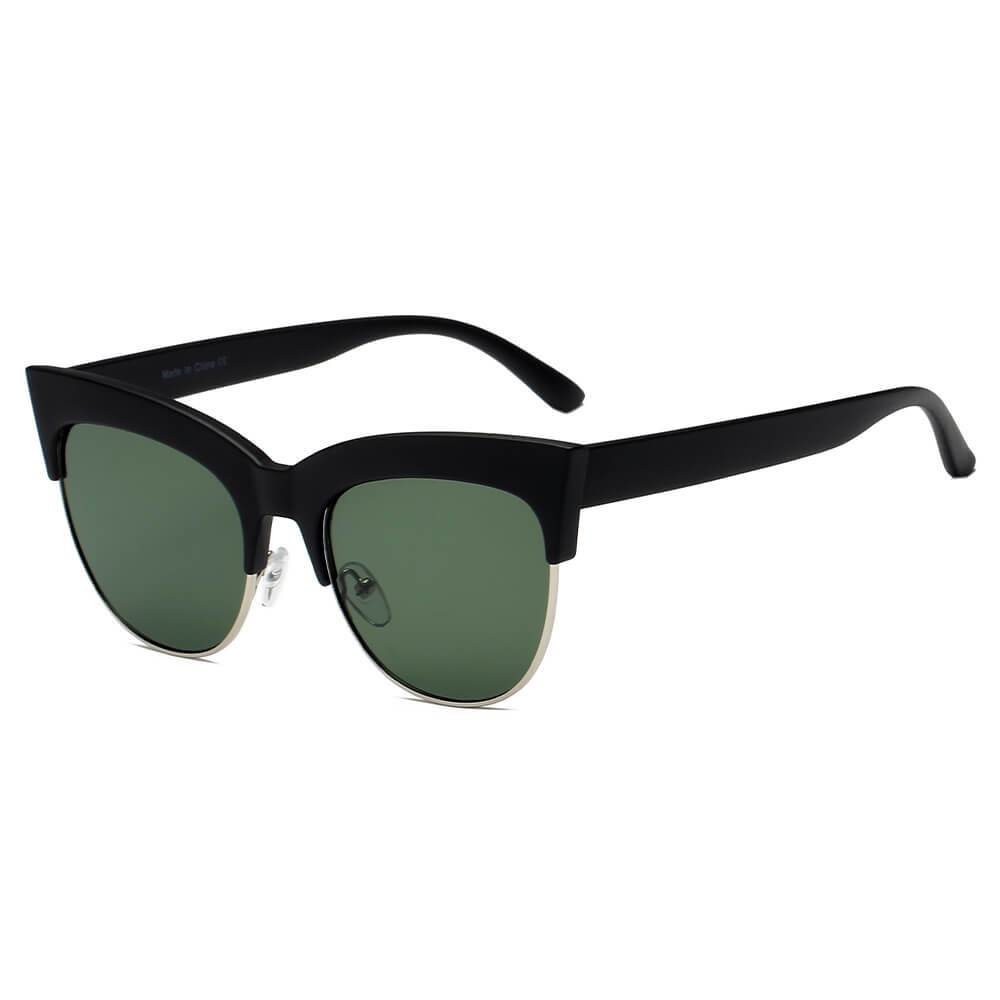 HENRIETTA | Women Half Frame Round Cat Eye Sunglasses - lolaluxeshop