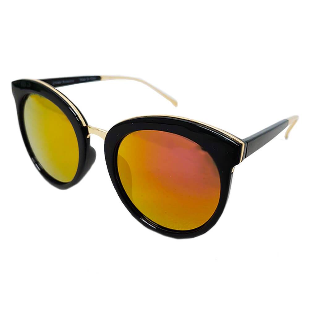 NORTH | Women's Oversized Round Mirrored Lens Horned Rim Sunglasses - lolaluxeshop