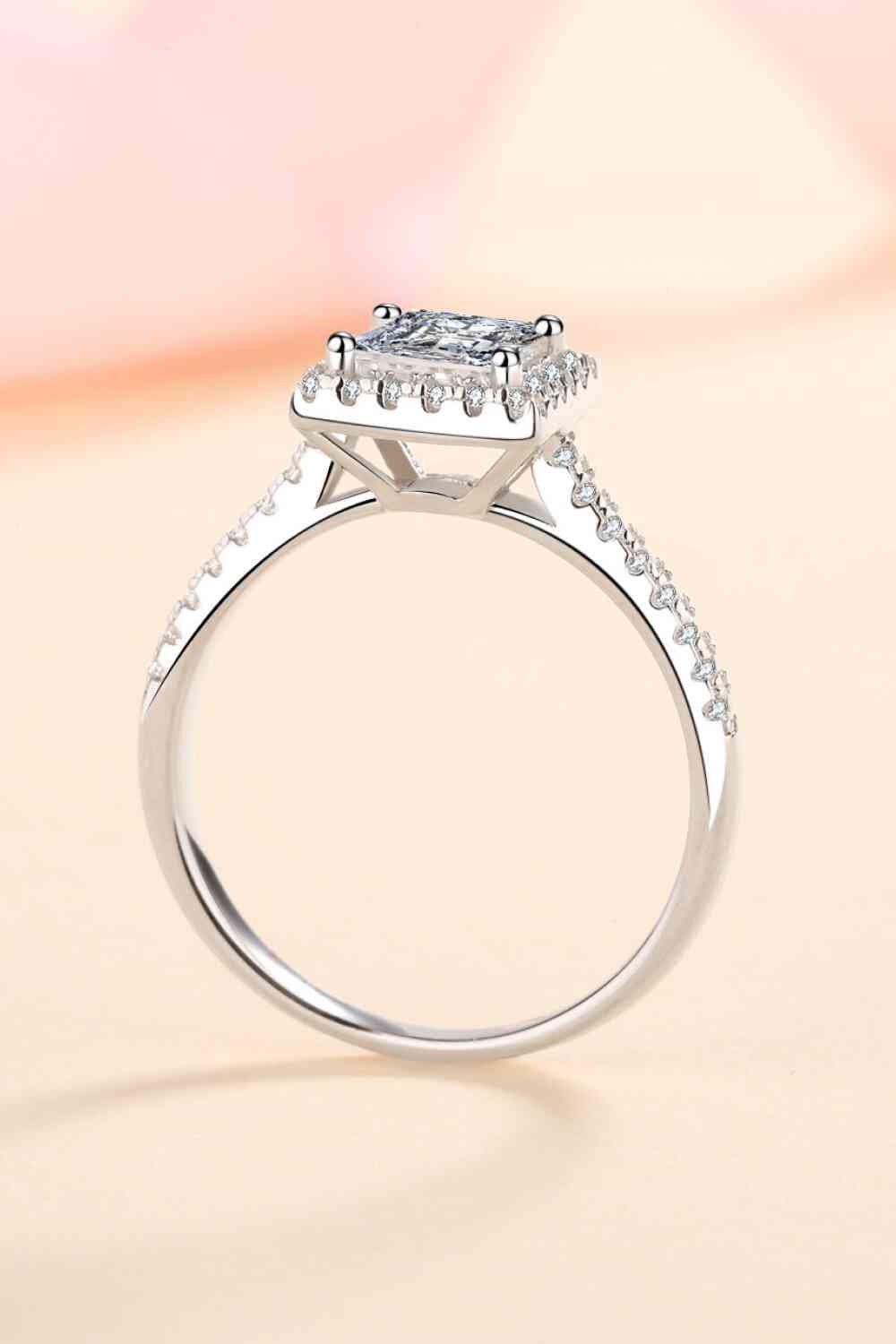 Sterling Silver Square Moissanite Ring - lolaluxeshop