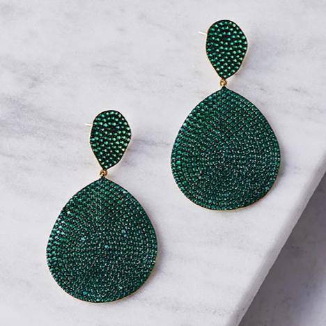 Monte Carlo Earrings Gold Emerald Zircon - lolaluxeshop