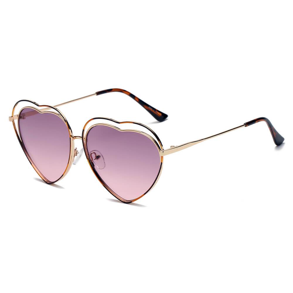 MESA | Women Metal Halo Wire Art Heart Shape Color Lens Sunglasses - lolaluxeshop