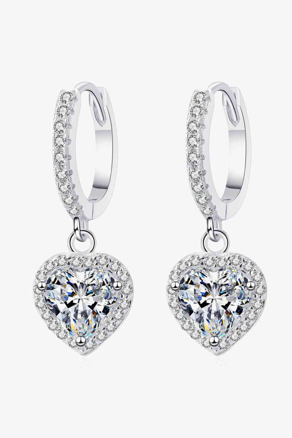 Moissanite Heart-Shaped Drop Earrings - lolaluxeshop