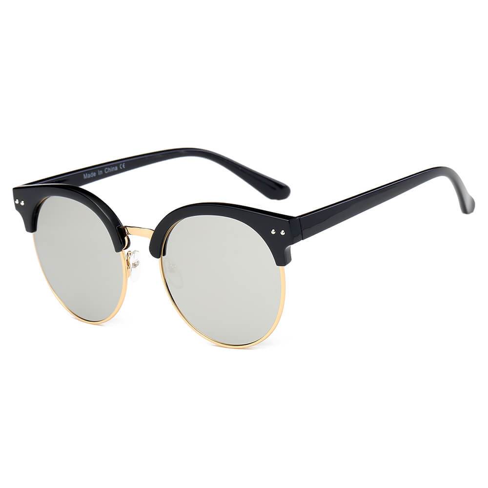 JERMYN | Retro Vintage Fashion Round Clubmaster Flat Lens Design Sunglasses - lolaluxeshop