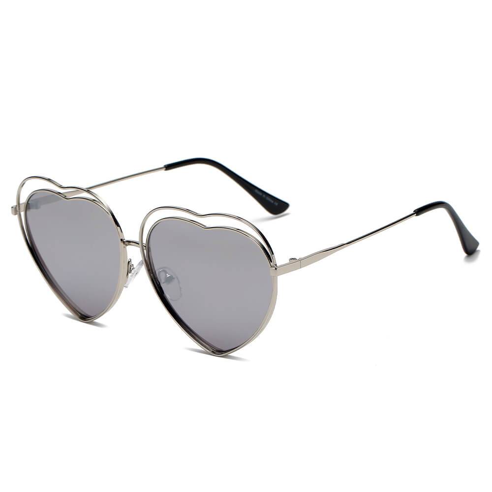 MESA | Women Metal Halo Wire Art Heart Shape Color Lens Sunglasses - lolaluxeshop