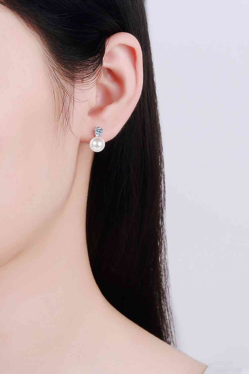 Moissanite Pearl Stud Earrings - lolaluxeshop