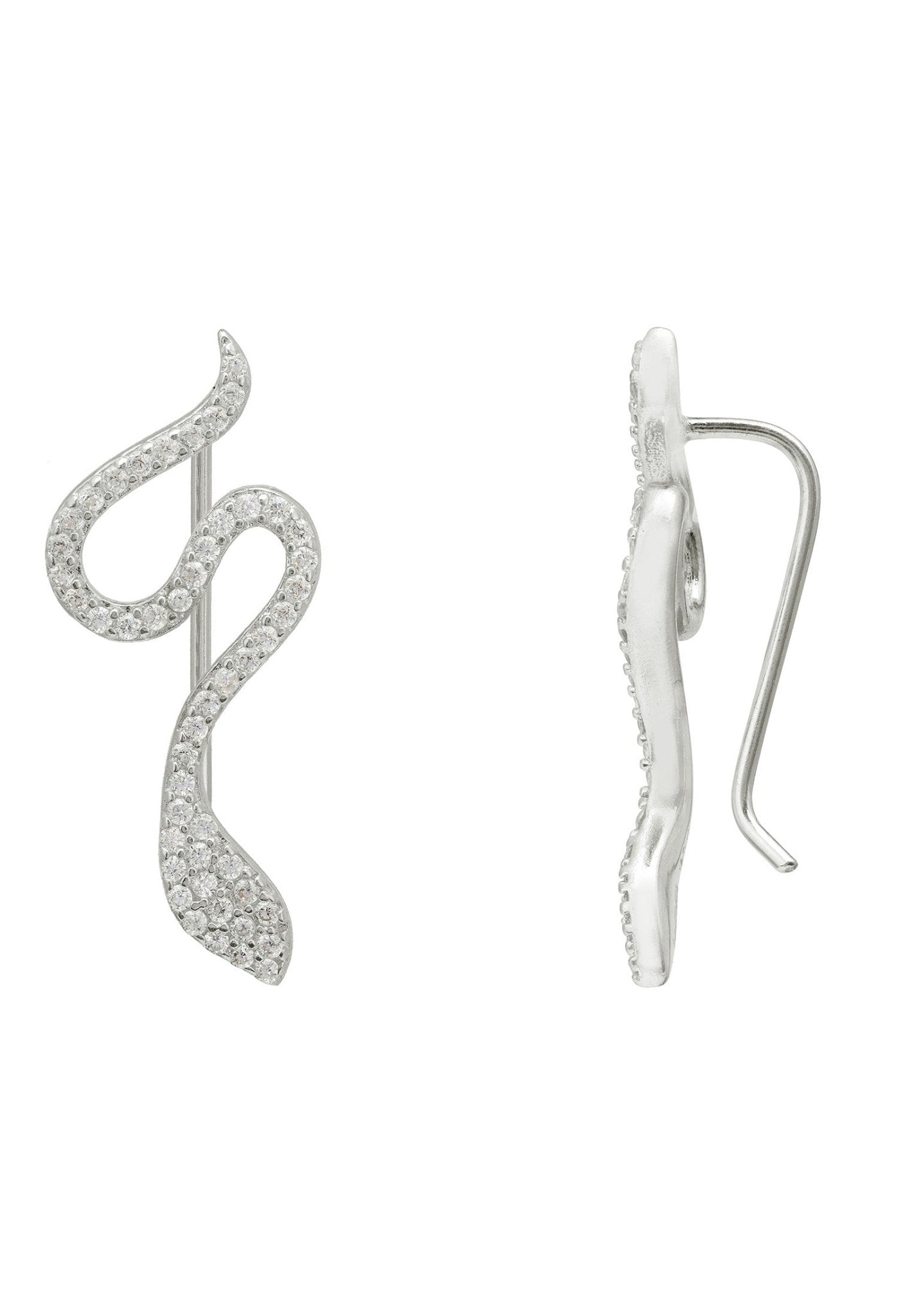 Nagini Snake Ear Climbers Silver - lolaluxeshop